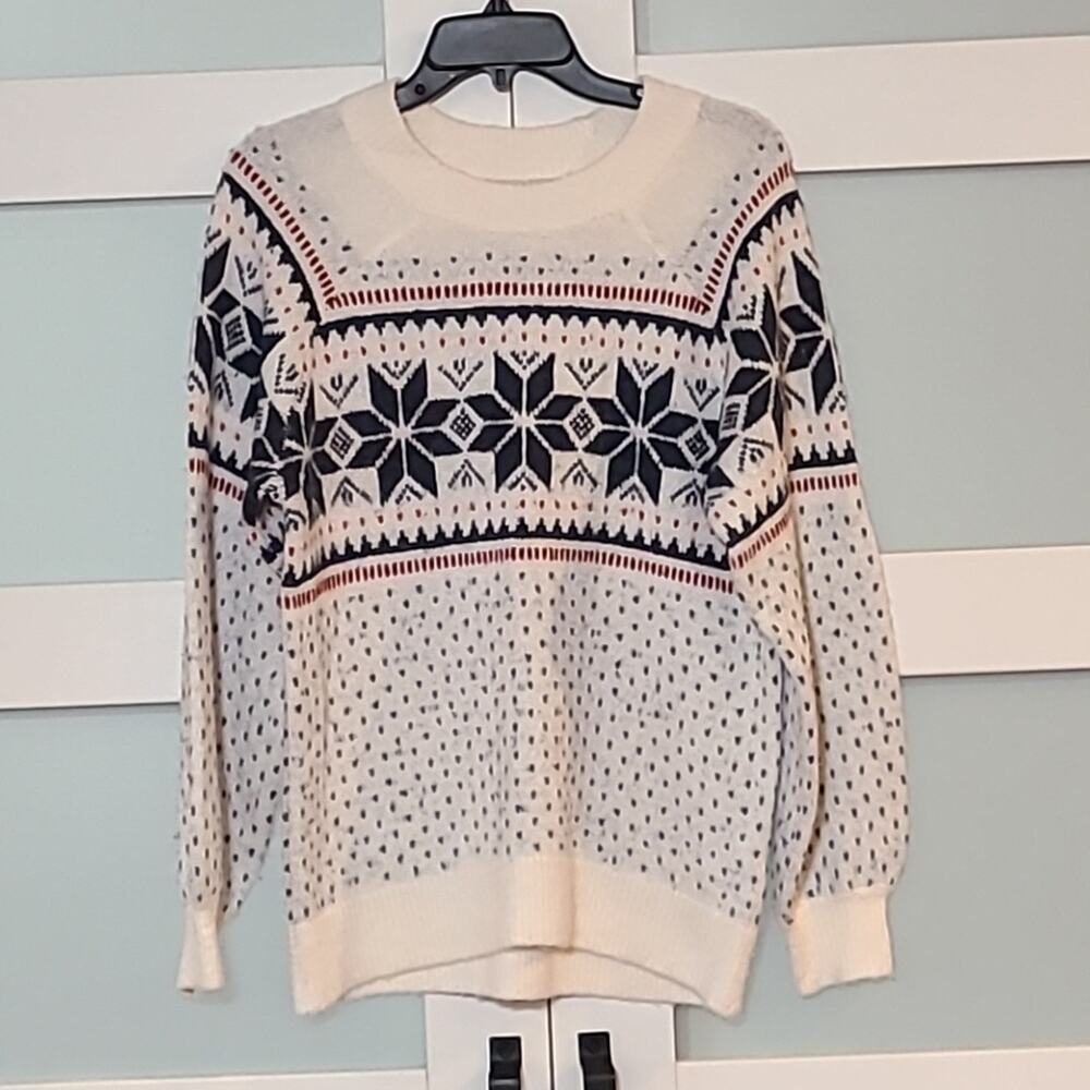 Abercrombie & Fitch Nordic Snowflake Mens Sweater White Holiday Size Medium